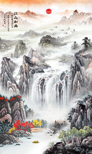 竖幅玄关山水画