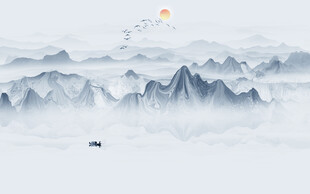 抽象水墨山水画