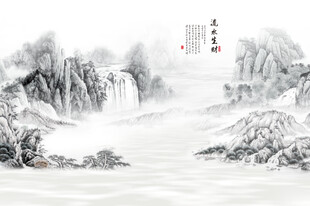 中式山水屏风画