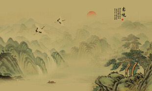 古风山水画背景