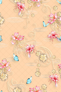 复古花卉珠宝图案背景