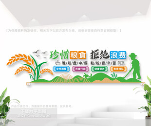 珍惜粮食拒绝浪费食堂文化墙