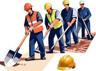 建筑工人团队开展施工工作