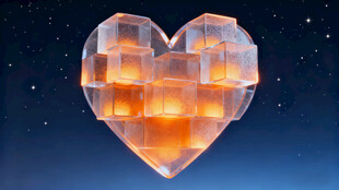 心形透明结构内灯光闪烁