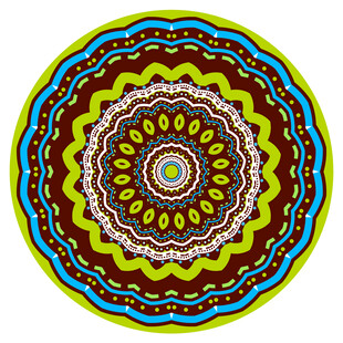 圆形蓝绿几何印花