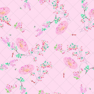 粉色花卉图案布料纹理