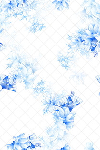 蓝色梦幻花卉纹理图案