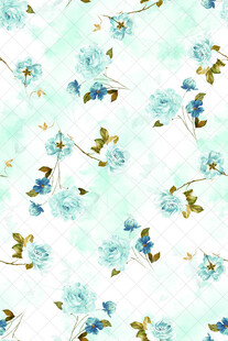 清新蓝花水彩无缝图案