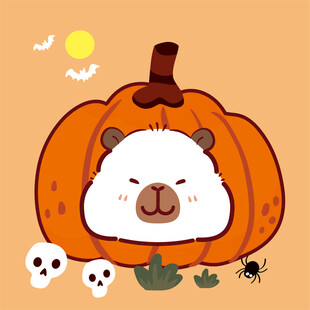 南瓜里的可爱小熊万圣节图