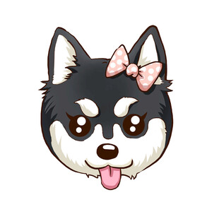 戴蝴蝶结俏皮哈士奇Q版精细分层