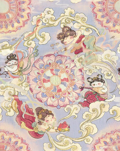 梦幻天使花卉图案背景