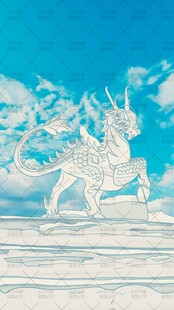 茶卡盐湖雕像插画海报