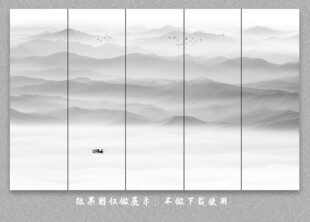 新中式屏风隔断水墨山水画背景墙