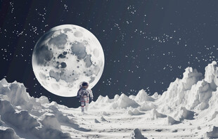 月球宇航员星空背景图