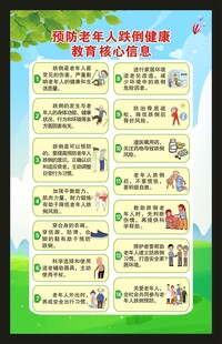 预防老年人跌倒健康信息海报