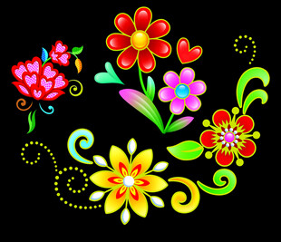 多彩花卉装饰图案