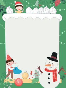 孩子庆祝圣诞节雪人铃铛蛋糕冬青