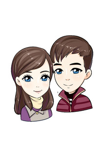 卡通情侣头像精细分层