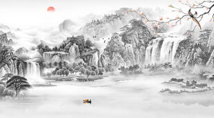 新中式水墨山水画