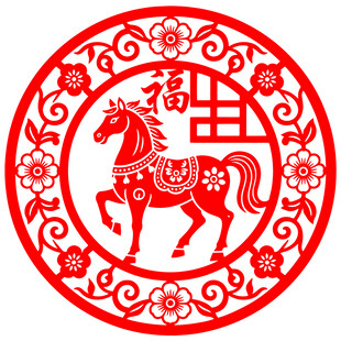 马年剪纸窗花设计