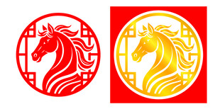 2026马年马头窗花剪纸