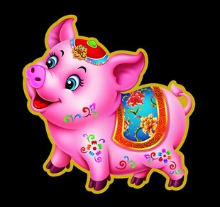 粉色花饰小猪形象