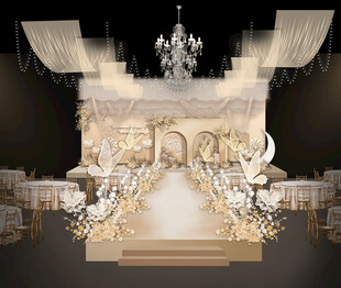 奢华金色婚礼舞台布置