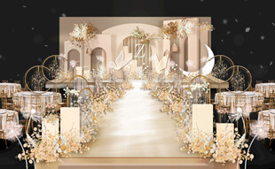 奢华金色系婚礼现场布置