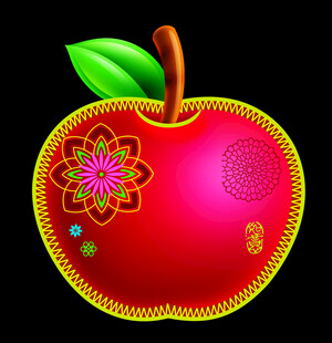 装饰精美的红色绣花苹果