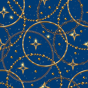 蓝色背景上的金色星环图案