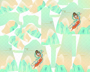 古风少女于梦幻山水间