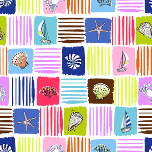 多彩海洋元素无缝拼接图案