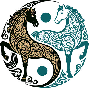 双马环绕图腾图案