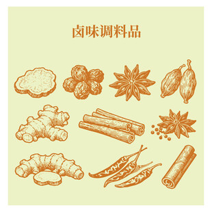 卤味调料品手绘插画展示