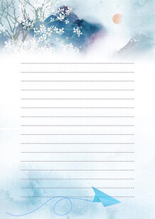 梦幻雪景下的空白信纸