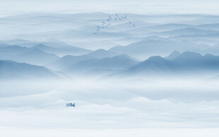 新中式屏风隔断水墨山水画背景墙