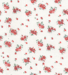 白色底红色碎花布料图案