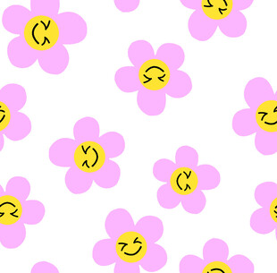 粉色笑脸花朵图案背景