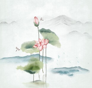 水墨画荷花水墨荷花