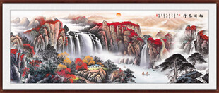 客厅鸿运当头山水画