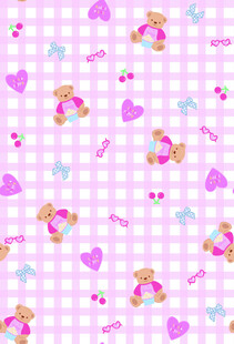 可爱小熊爱心格子图案