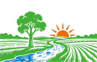 农村田园矢量风景