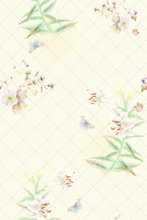 中式花卉竹叶装饰图案