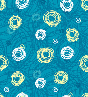 蓝底手绘风圆圈图案背景