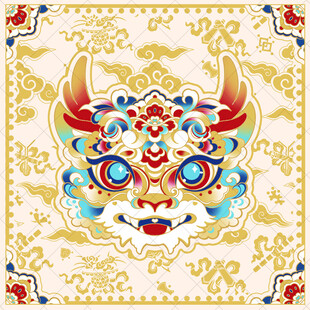 传统瑞兽脸谱图案设计