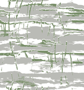 抽象线条构成的灰白绿画面