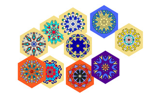 多彩六边形几何装饰图案