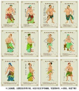 十二经络图挂画