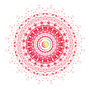 红色曼陀罗花纹饰图案