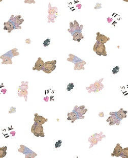 可爱动物花卉无缝图案